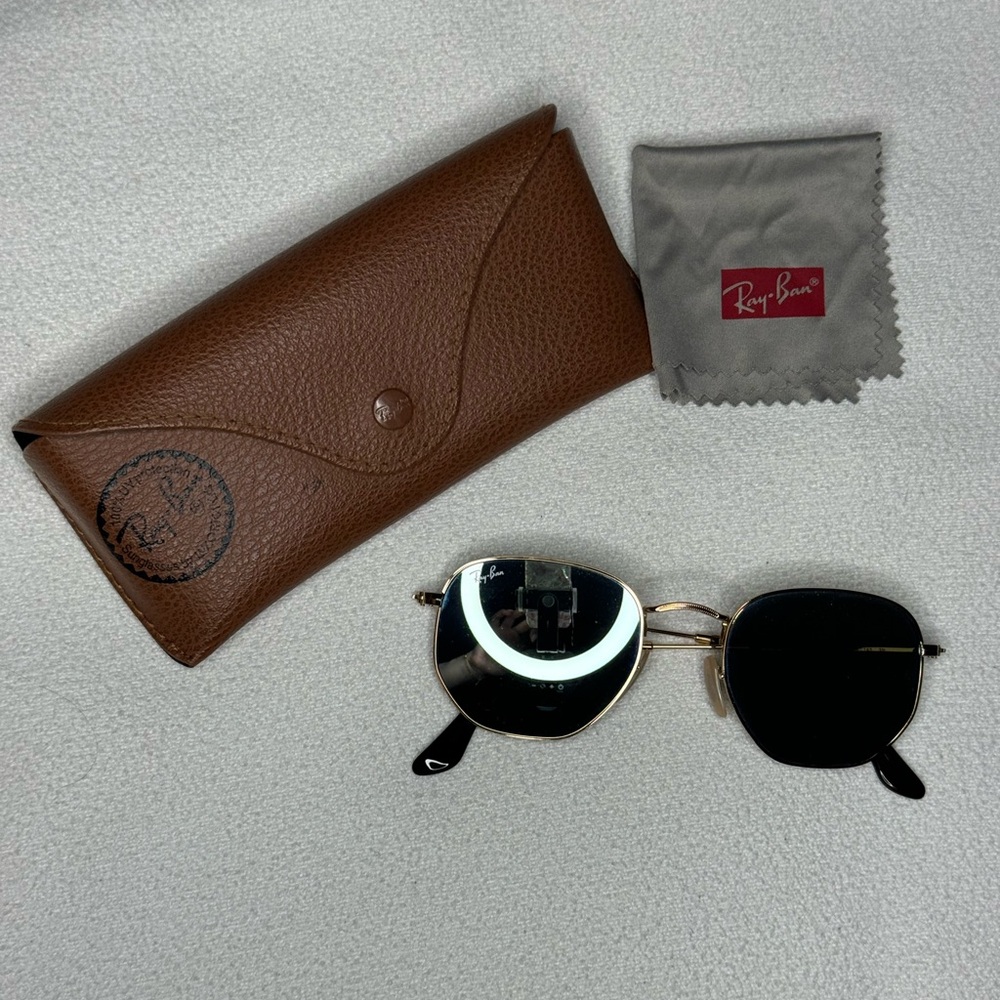 Ray-Ban Hexagonal Silver Mirror Lenses Gold Frame RB3548N